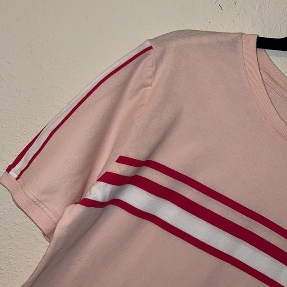 BDG Pink & Red White Stripes Sporty T Shirt Sz. L - Picture 4 of 10